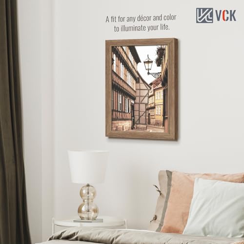Image of VCK 11x17 Picture Frame Set of 3, Walnut Wood Frames, Gallery Wall Decor Photo Frames for Wall Mounting Horizontally or Vertically