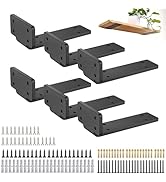 FRXAEZTG 6 Pieces Shelf Brackets Shelf Brackets 20 cm, Black Heavy Duty Metal L Shelf Brackets Shelf Bracket...