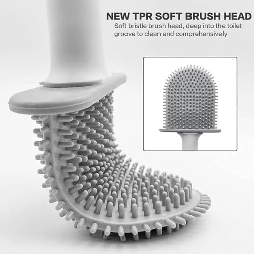 Image of Zuku Toilet Cleaning Brush Bathroom Cleaning Accessories Toilet Brush with Holder Stand Silicon Toilet Brush Cleaner Commode Cleaning Brush Wall Mounted Bathroom Cleaning Accessories(Blue,Pack of 2)
