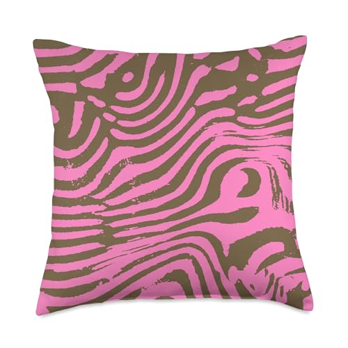Hot Pink Zebra Print Animal Bold Maximalist Pattern Throw Pillow