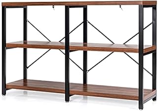TANGZON 3-Tier Kitchen Shelves, Metal Frame Microwave Oven Stand with Adjustable Foot Pads & Anti-Tipping Device, Industrial Utility Storage Display Unit for Dining Living Room Restaurant, 120x34x77cm