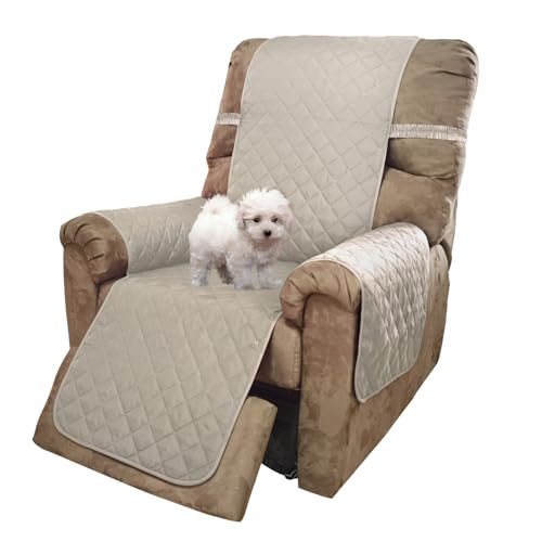 U-NICE HOME Reversible Recliner Chair Covers, Beige/Beige