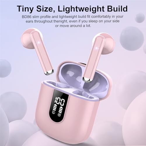 Image of Jesebang Wireless Earbuds, Bluetooth 5.4 Headphones HiFi Stereo, Bluetooth Earbuds with ENC Noise Cancelling Mic, 36H LED Display Ear Buds, IPX7 in Ear Earphones for Phone Tablet Laptop Sports, Pink