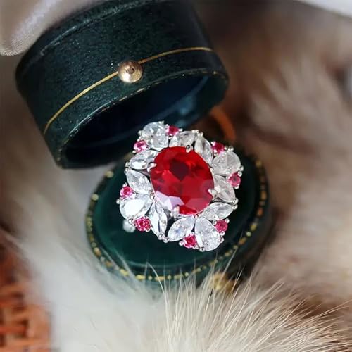 White Gold Plated Red Cubic Zirconia Engagement Rings Wedding Bridal Band Promise Rings Evening Parties Anniversary Valentine's Day Gifts Eternity Bands for Women3