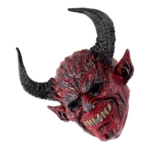 Masque d'Halloween effrayant pour cosplay et déguisement de diable cornu adulte