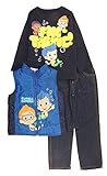 Nickelodeon Little Boys' Toddler Bubble Guppies Shirt Jean and Vest 3 Piece Set (5T, Blue)