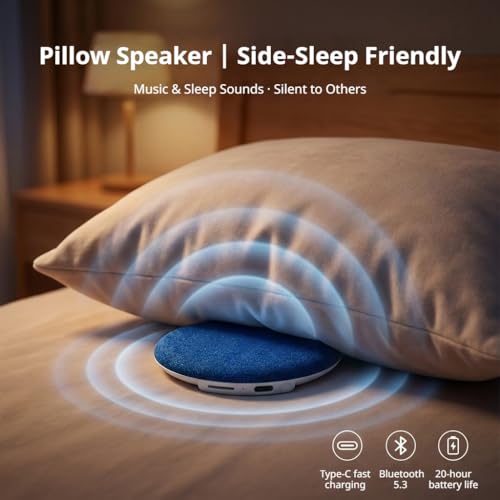Under Pillow Speaker - Mini Portable Bluetooth Pillow Speaker for Sleeping with White Noise, Timer Ultra-Thin Wireless Sleep Aid Headphones for Adults, Kids, Side Sleepers - image 4