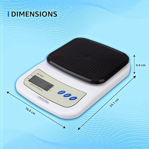 Image of Portable Digital Weight Scale for food with Back-Light LCD Display & High-Precision Sensors | Food Weighing Machine for Kitchen 10kg kitchen weighing machine (Black)