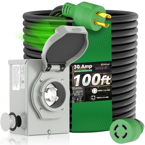 30 Amp Generator Cord + Inlet Box 100ft combo
