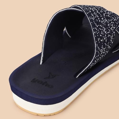 Image of YOHO Starry Slippers for Women | Criss-Cross Elastic Strap | Lightweight & Waterproof | Extra Soft Cushioned Orthopaedic Footpharma Footbed | Stylish Casual Flats for Everyday