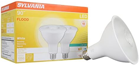 SYLVANIA LED PAR38 Light Bulb, 90W = 13W, 10 Year, Non-Dimmable, 1050 Lumens, Wet Rated, Energy Star, 3000K, White - 2 Pack (79276)