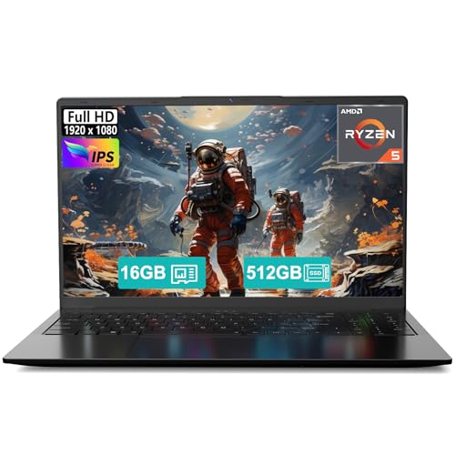 Image of 15.6 inch FHD Student-Laptop AMD Ryzen 5(Beat i5-1135G7, Up to 3.7GHz) 16GB RAM 512GB SSD, Radeon Vega 8 GPU Gaming-Laptop with 65W Fast Charging BT5.0 Webcam Privacy Shutter Numpad for Office Home Study