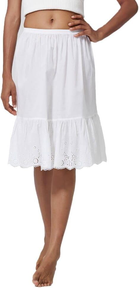 100% Cotton Half Slip Dress for Women Under Dresses Underskirt with Lace Hem Non Cling Antistatic