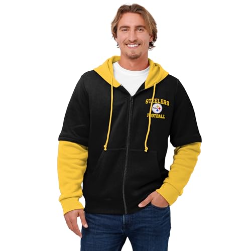 FOCO Pittsburgh Steelers NFL Mens Wordmark Long Sleeve Hooded Shirt - XL