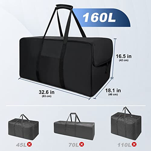 160L Extra Large Travel Duffle Bag, Heavy Duty Duffle Bag, Sports Gym Equipment Bag, Duffle Bag For Traveling & Camping(Black, 32.6-Inch) #TOP1