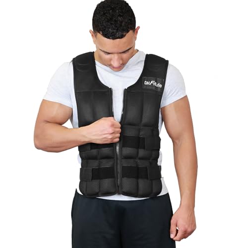 DH FitLife Chaleco Lastrado Ajustable 10/20/30 kg para Musculación y Entrenamiento de Fuerza | Chaleco con Peso | Chaleco para Correr Hombres y Mujeres (Negro - 30kg)