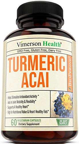 Turmeric Curcumin with Acai Berry Powder Supplement. Plant-Based Antioxidant Properties. Helps Maintain Proper