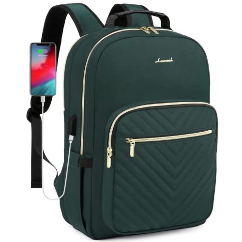 LOVEVOOK Laptop Backpack for Women 17 Inch, Womens Backpacks for Work Business Travel School College With USB Port, Lightweight Back Pack Computer Rucksack-Deepgreen
