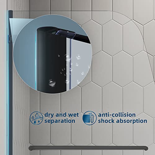ELEGANT Frameless Bathtub Shower Door 34" W x 58" H, 5/16" Clear Tempered Glass Bathtub Doors, Pivot Tub Screen, Matte Black