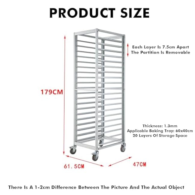 20-Tier Aluminum Rack, Bakery Cooling Cart, Heavy-Duty Food Tray Storage Trolley for Home & Commercial Kitchens, Efficient Baking Organizer-8NQb1Gf8