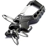 Hephis Heavy Duty Key Chain Bottle Opener,Carabiner Car Key Chains for Men and Women(Black
