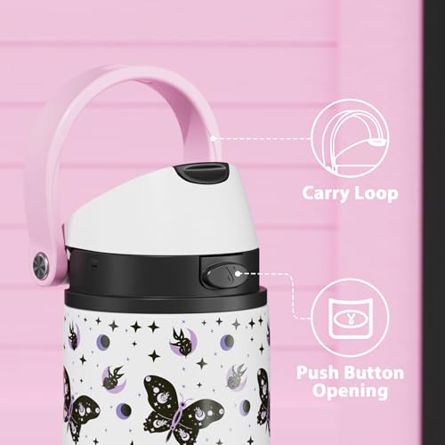Image of 24 oz Insulated Water Bottle with Straw: Meoky Stainless Steel Metal Water Bottle with 2-in-1 Lid - Leak Proof, Cold for 24 Hours, Protective Silicone Base, BPA-Free for Sports Travel Car, Nocturne