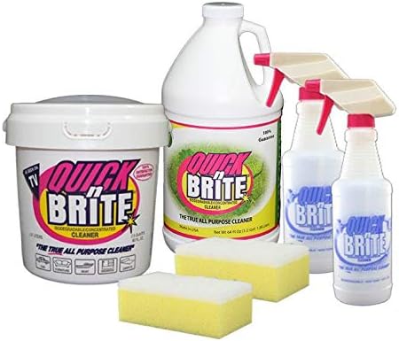 Quick N BriteAll Purpose Cleaning Combo Kit with (1) 64 oz Liquid, (1) 80 oz Paste, (2) 16 oz Mixing Spray Bottles, and (2) Sponges, 7 Piece Set