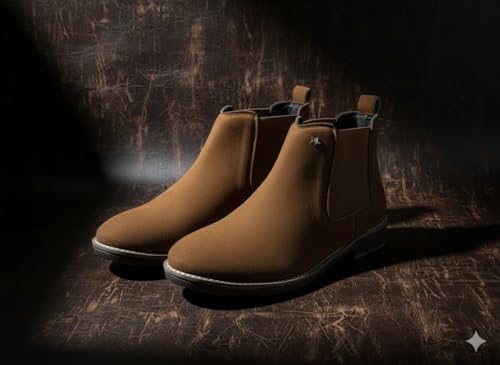 Image of Men's Chelsea Boots Suede Finish Slip-On Ankle Boots Elastic Side Panel Casual & Formal Wear