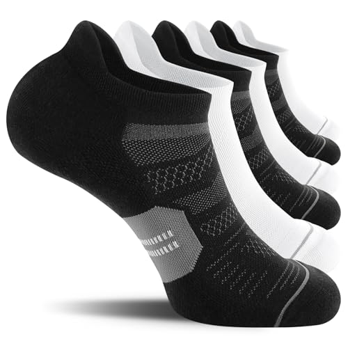 Image of CS CELERSPORT Men's Ankle Running Socks with Cushion, Arch Support Low Cut Athletic Tab Socks for Men Women 6 Pack
