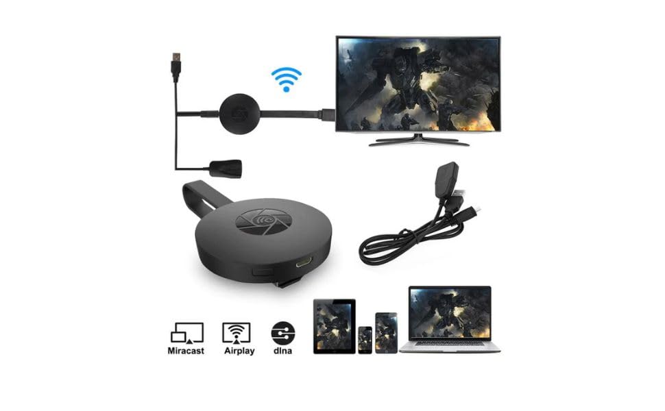 Dongle HDMI Wireless, Adattatore Display WiFi 2.4GHz, Streaming HD, Compatibile con TV e Smartphone, Nero