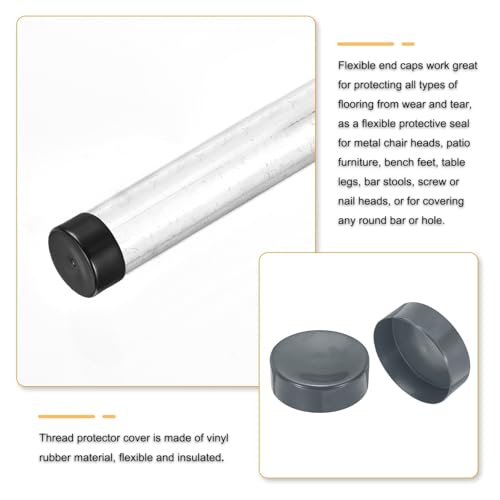 Image of uxcell 2pcs Rubber End Caps 175mm(6 7 /8 Inch) ID x 80mm(3 1 /8 Inch) H Vinyl Round Tube Bolt Cap Cover Screw Thread Protectors Dark Grey
