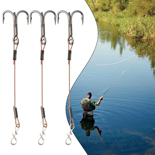 Ganchos agudos de acero inoxidable, paquete de 3 unidades para pesca de señuelos depredadores con compatibilidad para lucioperca y lucioperca (5,5 cm)
