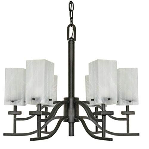 Nuvo Lighting 60/000 Cubica 6-Light Chandelier with Frosted Glass, Textured Black