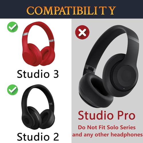 Image of SOULWIT Top+Bottom Headband Cover Kit for Beats Studio 3 & Studio 2 Wired & Wireless Headphones, Replacement Headstrap Pad Repair Part with Durable Silicone and Plastic - Studio3 Red