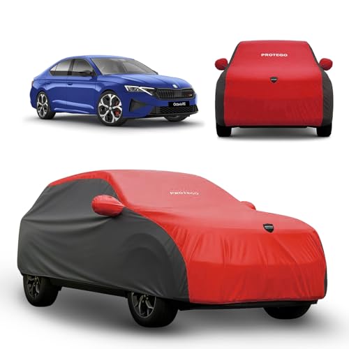 Image of PROTEGO Prime Series India's 1st Anti-Tear Car Cover for Skoda Octavia | Heavy-Duty, Custom Fit, All Weather Protection | 100% Waterproof, Windproof & Hail Resistant | 2-Year Warranty | Red + Black