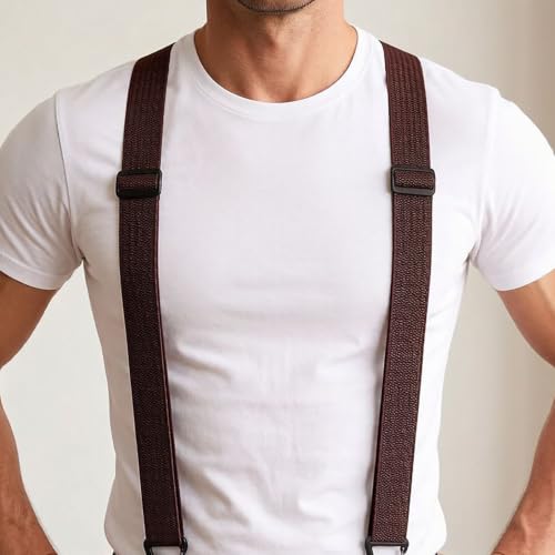 Image of Suspenders for Men Black, Professional Elastic Braces with Strong Clips, Durable Support for Work and Formal Wear, Adjustable Design for Daily Comfort, Black Color Polyester Material