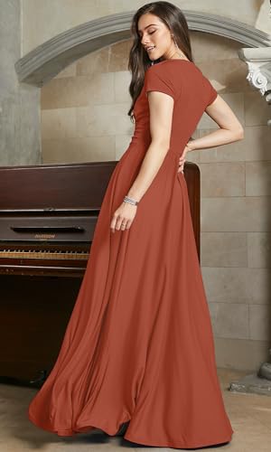 Image of KOH KOH Womens Sexy Cap Short Sleeve V-Neck Flowy Cocktail Gown