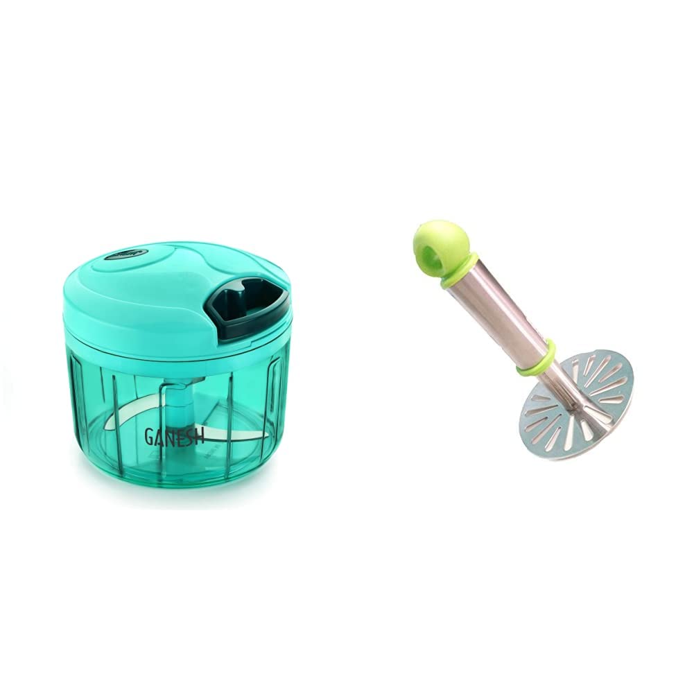 Ganesh Chopper Vegetable Cutter, Pool Green (725 ml) & Potato Vegetable