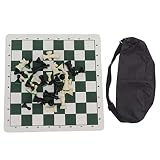 Juego De Ajedrez, Piezas De Ajedrez De Plástico con Tablero De Ajedrez De Cuero PU, Juego De Figuras De Ajedrez Internacionales con Bolsa De Almacenamiento para Principiantes Y Niños