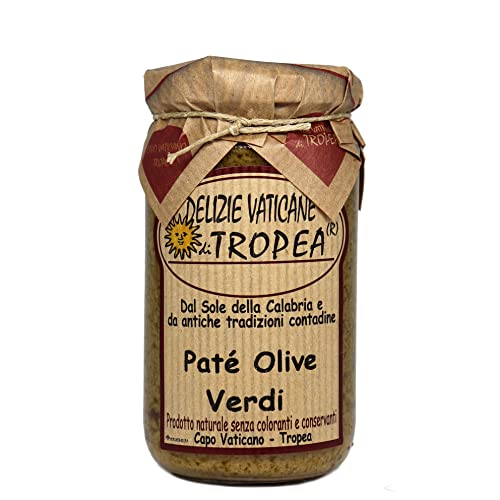 Grünes Olivenpaté 180g | Authentischer Italienischer Gourmet-Aufstrich | Handgemachte Kalabrische Delikatesse | Hergestellt in Italien von Delizie Vaticane di Tropea