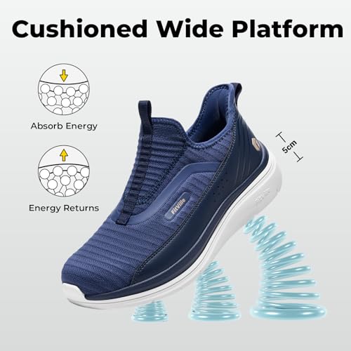 Image of FitVille Men's Extra Wide Slip on Walking Shoes with Arch Support Men Slip on Sneakers for Foot Pain Relief-Stepease V2