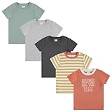 Cudlie 5-Pack Toddler/Baby Boy Short Sleeve Shirts - Premium Quality T-Shirt Tops for Lightweight Comfort and Style.Multipack Infants and Childrens Essentials.