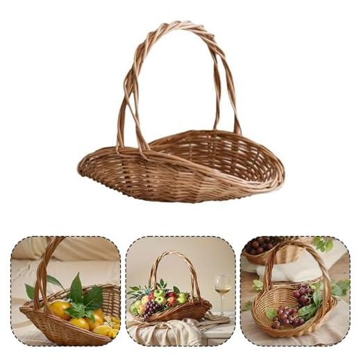 2025 Rattan Garden Baskets with Handle, Mini Picnic Basket, Multipurpose Harvesting Basket, Portable Hand Woven Easter Basket, New Woven Basket for Vegetable Fruit Daily (Wood colored large size new)