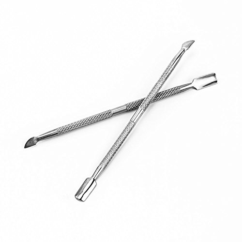 Fashion gallery 2pc/set Nail Pusher Spoon Remover Stainless Steel Cuticle Metal Manicure Pedicure Care Cleaner Tools