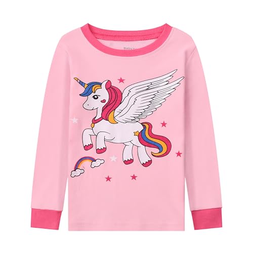 Unicorn Pajamas for Girls - Cute Cartoon Cotton PJs, 2-Piece Set, Breathable Sleepwear for Toddlers & Kids Ages 2-73