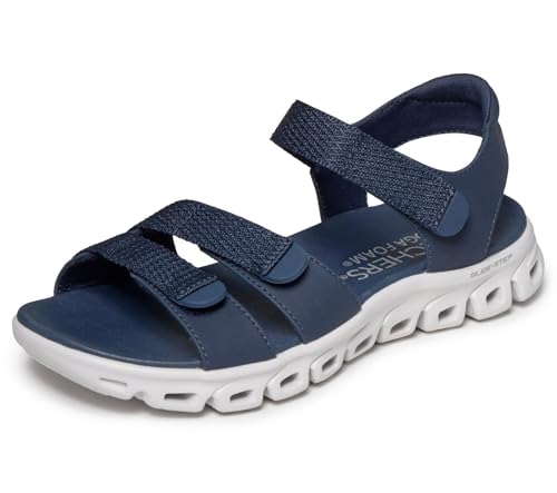 Skechers Damen Glide-Step Sandale Count On Me Flat, Marineblau, 40 EU