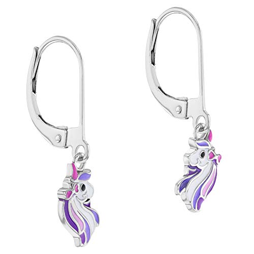 925 Sterling Silver Purple Unicorn Dangle Lever Back Earrings For Girls - Secure and Comfortable Lever Backs - Animal Lover Earrings Best For Little Girls and Pre teens2