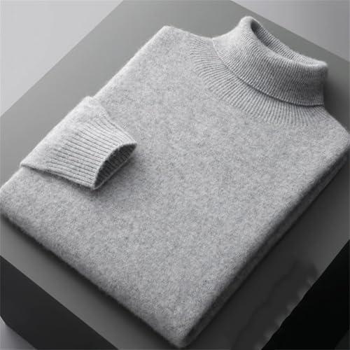 Men's Solid High Lapel Pullover Winter Basic Knitted Casual Sweater4