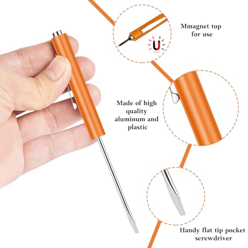 Image of 12 Pieces Pocket Screwdriver Mini Tops And pocket magnetic screwdriver with A Single Blade Head for Mechanical, Electrician (orange)