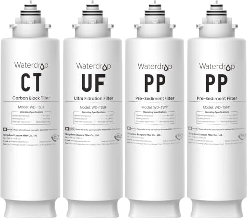 Waterdrop 2TSPP, TSUF, TSCT Under Sink Water Filter, Replacement for Waterdrop TSU Ultra-Filtration Under Sink Water Filter System